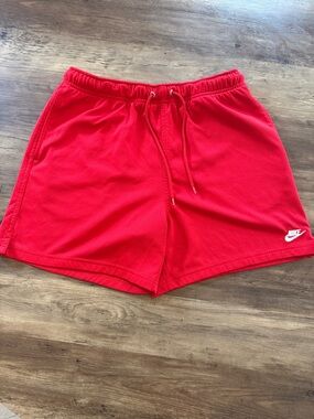 Nike Men's Bright Red Athletic mesh Shorts with White Logo